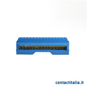 Morsettiera unipolare 15 fori 63A blu